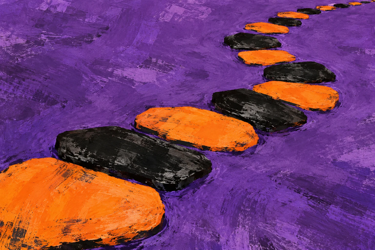 Pasos abstractos de tinta en una trayectoria irregular, ilustración IA sin gráfico de rentabilidad.