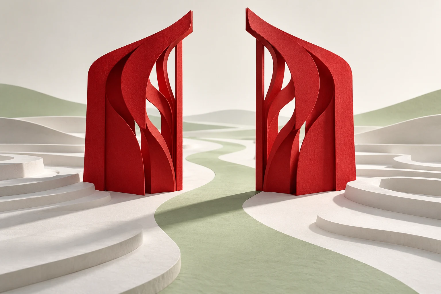 Puerta abstracta de papel abierta, ilustración IA sobre autorización sin contrato o cartera reales.
