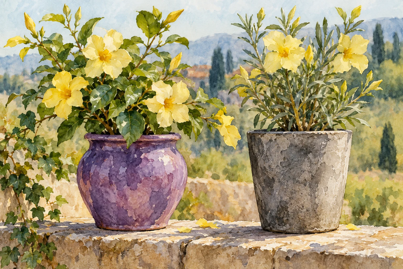 Ilustración IA de plantas imaginarias con flores parecidas en recipientes distintos; es una metáfora de identificación y no representa tokens ni rentabilidad.