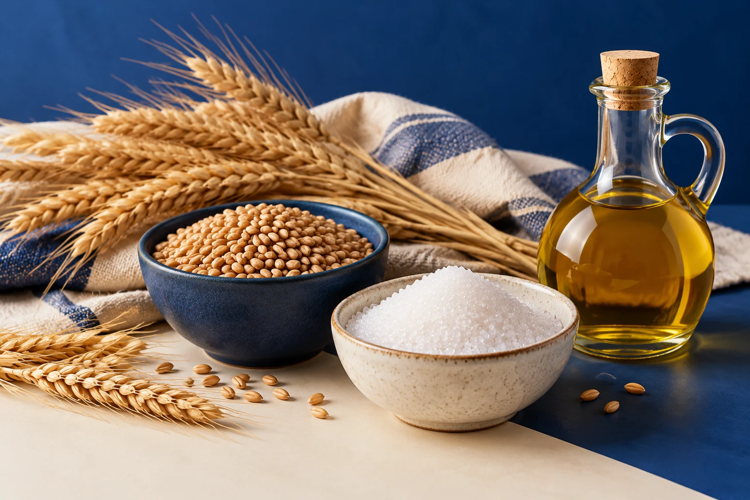 Trigo, azúcar y aceite en una composición conceptual, sin ponderaciones del índice FAO.